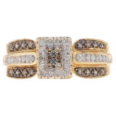 Yellow Gold Fancy Brown Diamond Cluster Halo Ring 10k Single Ct.30ctw Engagement