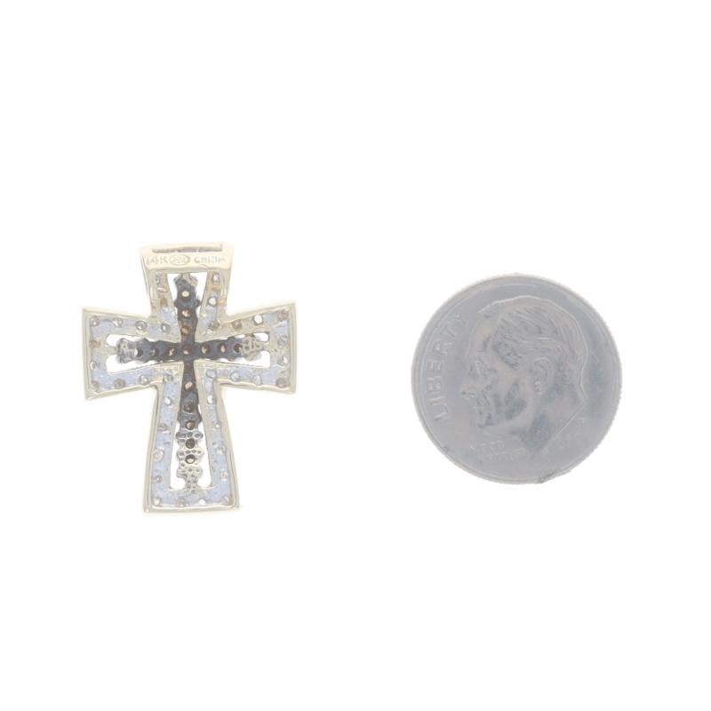 Yellow Gold Fancy Brown Diamond Cross Pendant - 14k Round .50ctw Faith Milgrain In Excellent Condition For Sale In Greensboro, NC