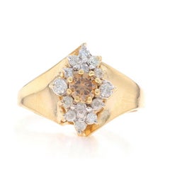 Gelbgold Fancy Brown Diamond Halo Bypass Ring - 14k 14k Runde .50ctw