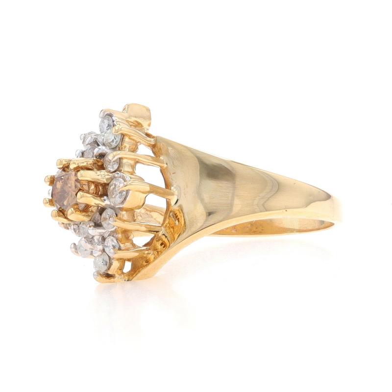 Gelbgold Fancy Brown Diamond Halo Bypass Ring - 14k 14k Runde .50ctw im Zustand „Hervorragend“ im Angebot in Greensboro, NC