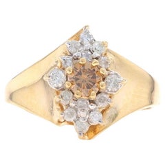 Yellow Gold Fancy Brown Diamond Halo Bypass Ring - 14k 14k Round .50ctw