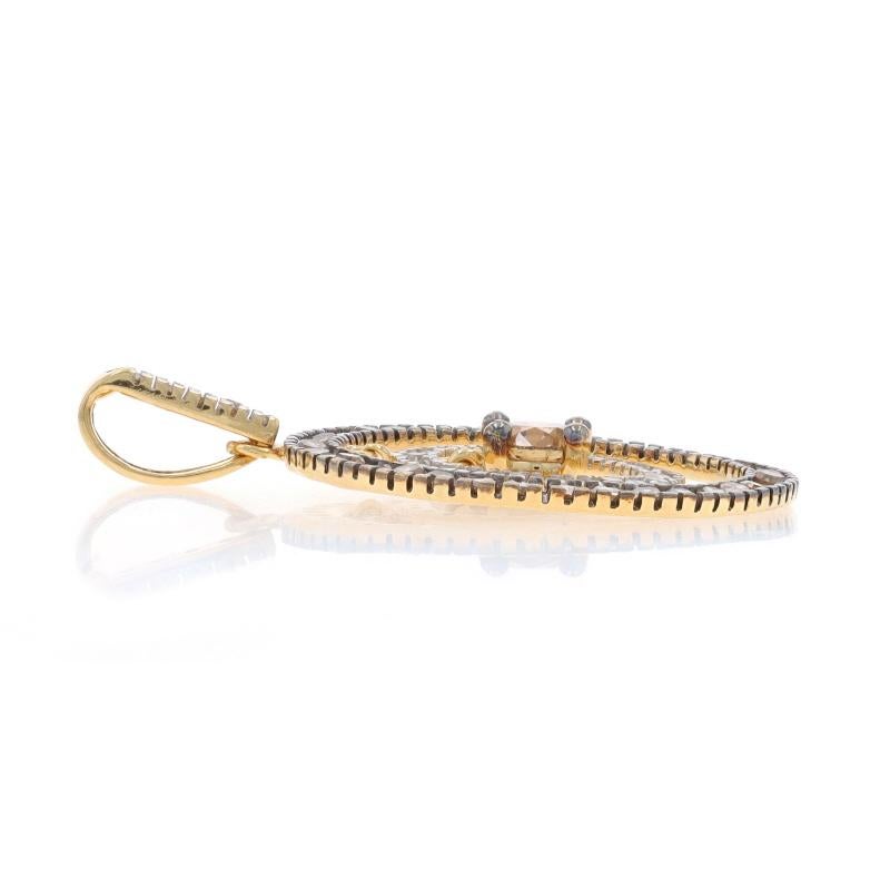Taille ronde Pendentif en or jaune avec diamant Brown - 14k Round 1.00ctw Double Halo Eternity en vente