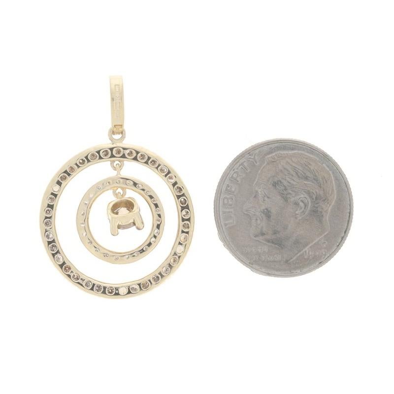 Pendentif en or jaune avec diamant Brown - 14k Round 1.00ctw Double Halo Eternity Excellent état - En vente à Greensboro, NC