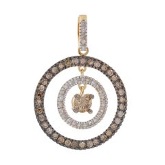 Yellow Gold Fancy Brown Diamond Pendant - 14k Round 1.00ctw Double Halo Eternity