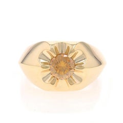 Yellow Gold Fancy Brown Moissanite Men's Ring 10k Rd 1.30ct Knife-Edge Solitaire