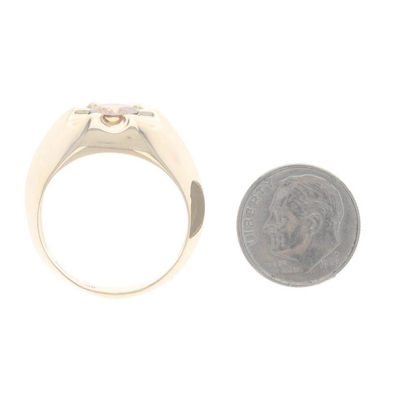 Yellow Gold Fancy Brown Moissanite Men's Ring 10k Rd 1.30ct Knife-Edge Solitaire For Sale 3