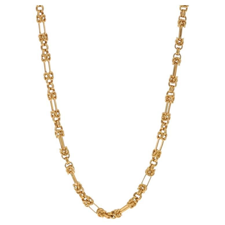 Yellow Gold Fancy Byzantine Chain Necklace 24" 14k For Sale