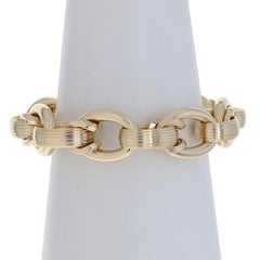 Yellow Gold Fancy Cable Bracelet, 14 Karat Italian Women's