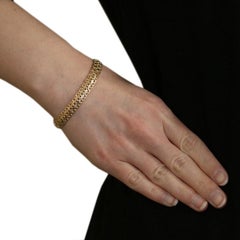 Yellow Gold Fancy Chain Bracelet, 14 Karat Box Clasp, Italy