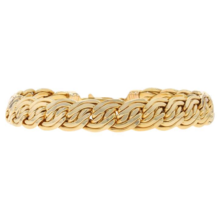 Yellow Gold Fancy Chain Bracelet 7 1/4" - 14k Woven Braid Italy For Sale