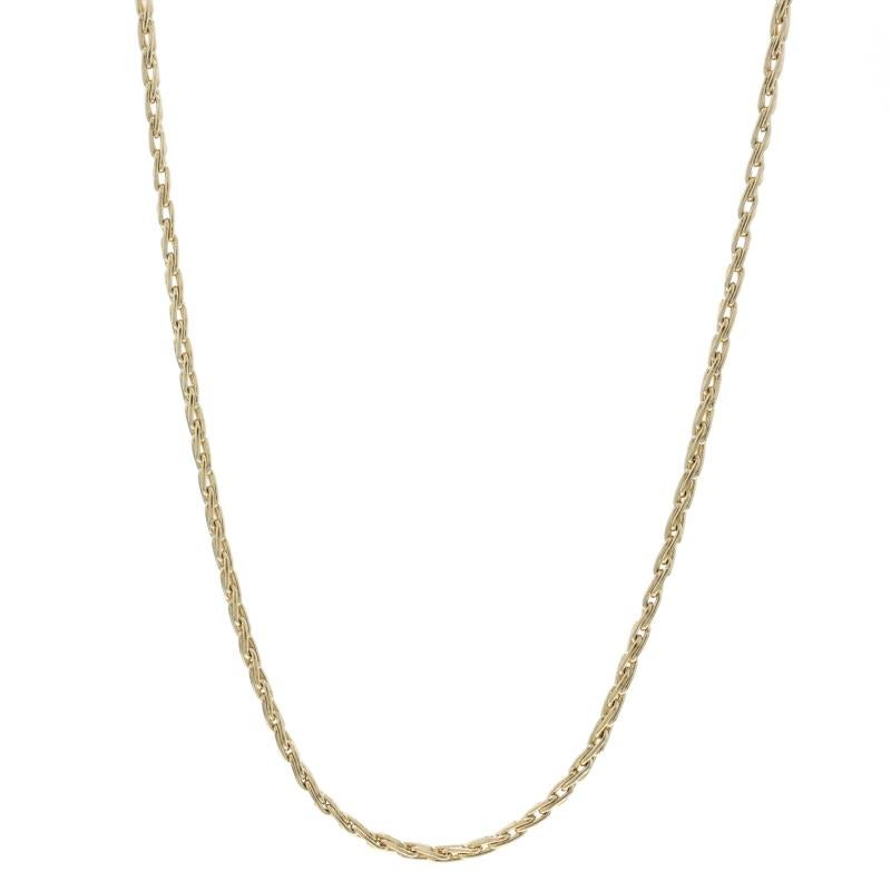Contenu du métal : Or jaune 14k

Style de chaîne : Fantaisie
Style du collier : Chaîne
Type de fermeture : Fermoir à griffe de homard

Mesures

Longueur : 18