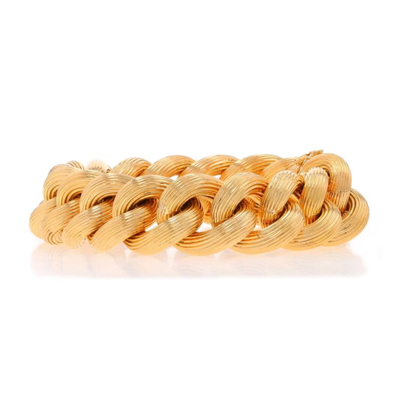 Bracelet à chaîne fantaisie en or jaune côtelé 8 1/4
