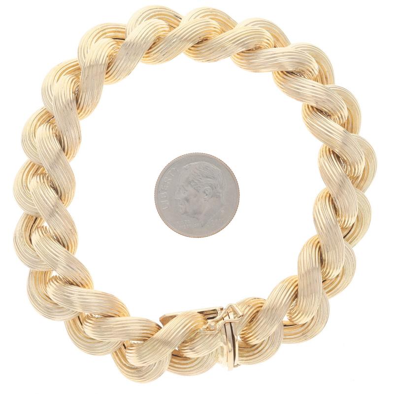 Bracelet à chaîne fantaisie en or jaune côtelé 8 1/4