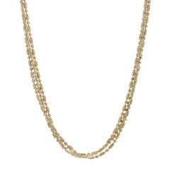 Yellow Gold Fancy Diamond Cut Bead Chain Triple Strand Necklace 18 1/4" - 14k