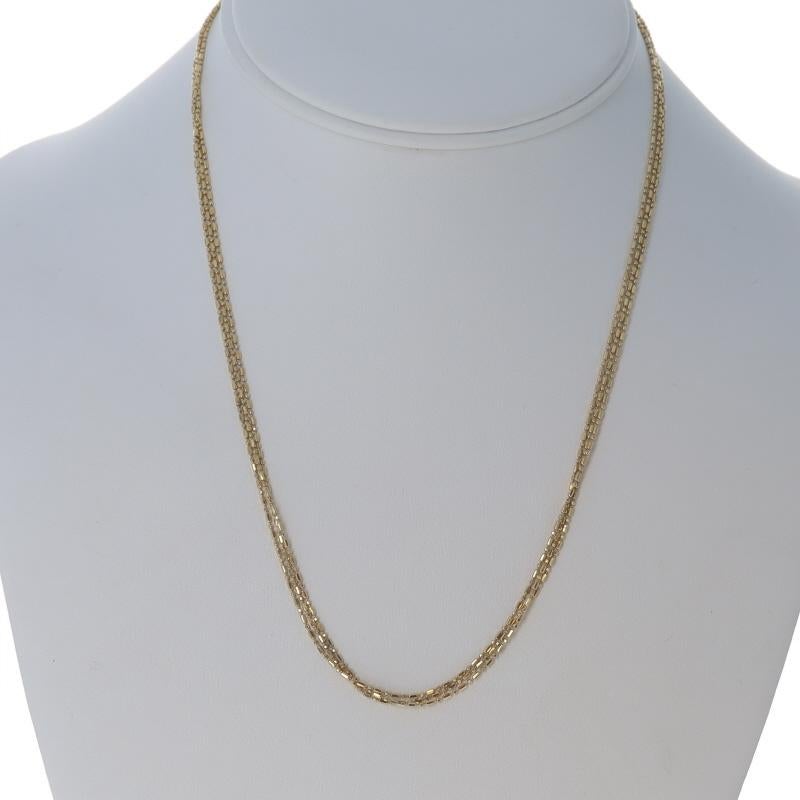 Yellow Gold Fancy Diamond Cut Bead Chain Triple Strand Necklace 18 1/4