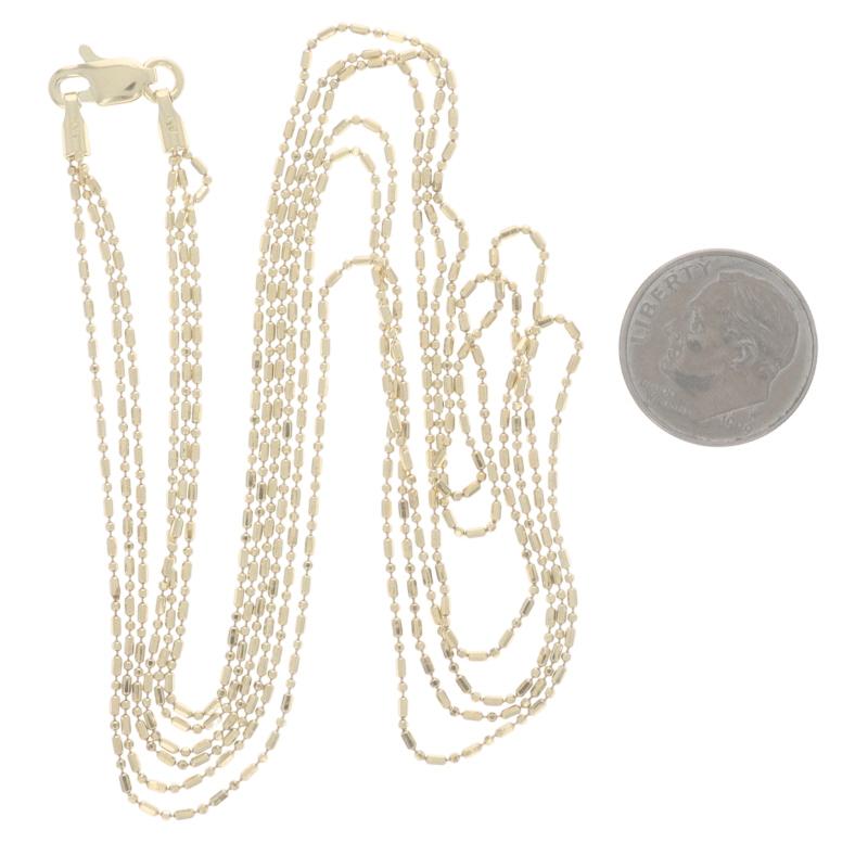 Donna Yellow Gold Fancy Diamond Cut Bead Chain Triple Strand Necklace 18 1/4