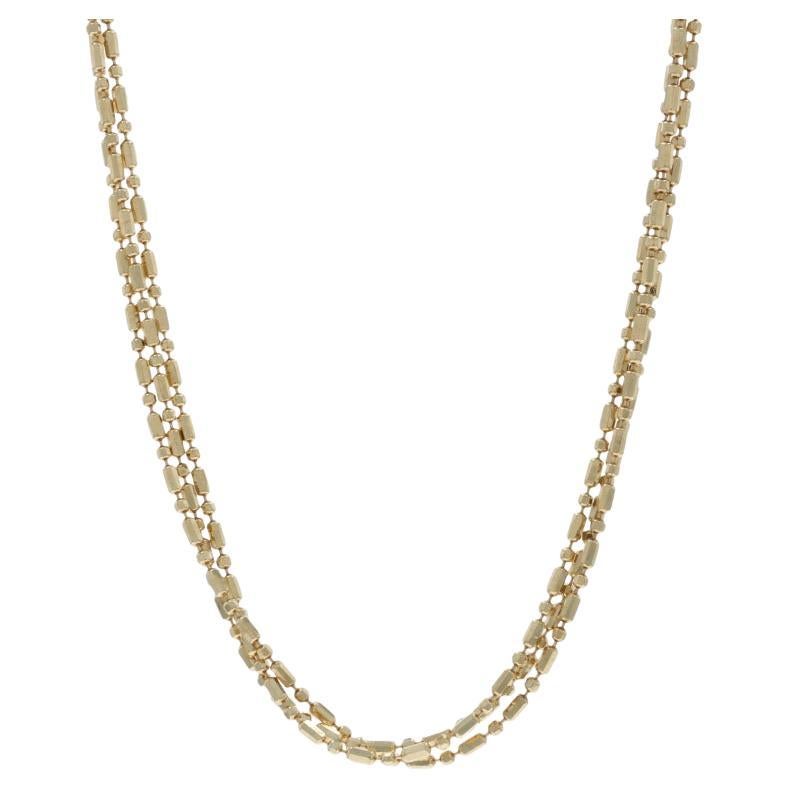 Yellow Gold Fancy Diamond Cut Bead Chain Triple Strand Necklace 18 1/4" - 14k