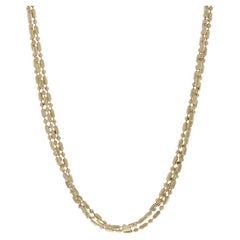 Yellow Gold Fancy Diamond Cut Bead Chain Triple Strand Necklace 18 1/4" - 14k