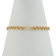 Yellow Gold Fancy Double Curb Figaro Chain Bracelet 7 1/4" - 14k