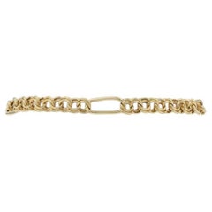 Yellow Gold Fancy Double Curb Figaro Chain Bracelet 7 1/4" - 14k