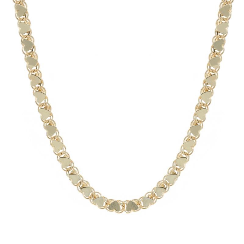 Contenu du métal : Or jaune 14k

Style de chaîne : Câble en forme de cœur fantaisie
Style du collier : Chaîne
Type de fermeture : Fermoir tubulaire avec fermoir de sécurité latéral
Thème : Coeurs, Amour

Mesures

Longueur : 18