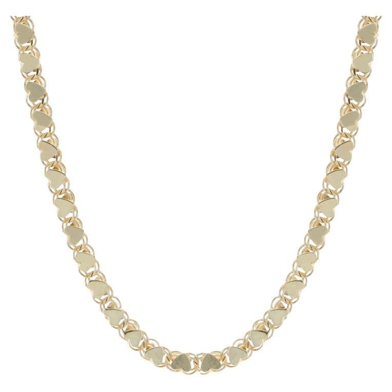 Collier en or jaune avec chaîne à câble en forme de coeur 14k Love