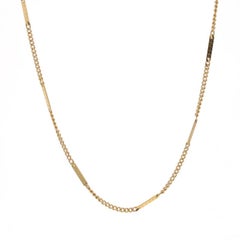 Yellow Gold Fancy Herringbone Curb Chain Necklace 14 3/4" - 14k