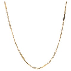 Yellow Gold Fancy Herringbone Curb Chain Necklace 14 3/4" - 14k