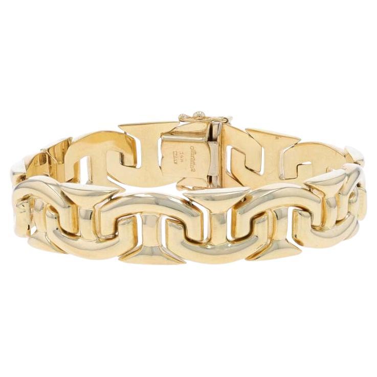Yellow Gold Fancy Link Chain Bracelet 6 3/4" - 14k Italy For Sale