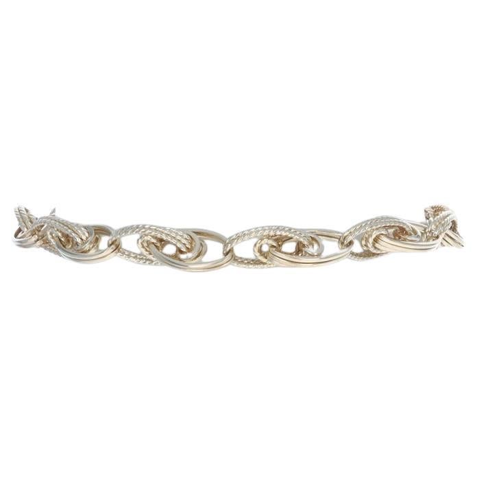 Yellow Gold Fancy Link Chain Bracelet 7 3/4" - 14k Rope For Sale