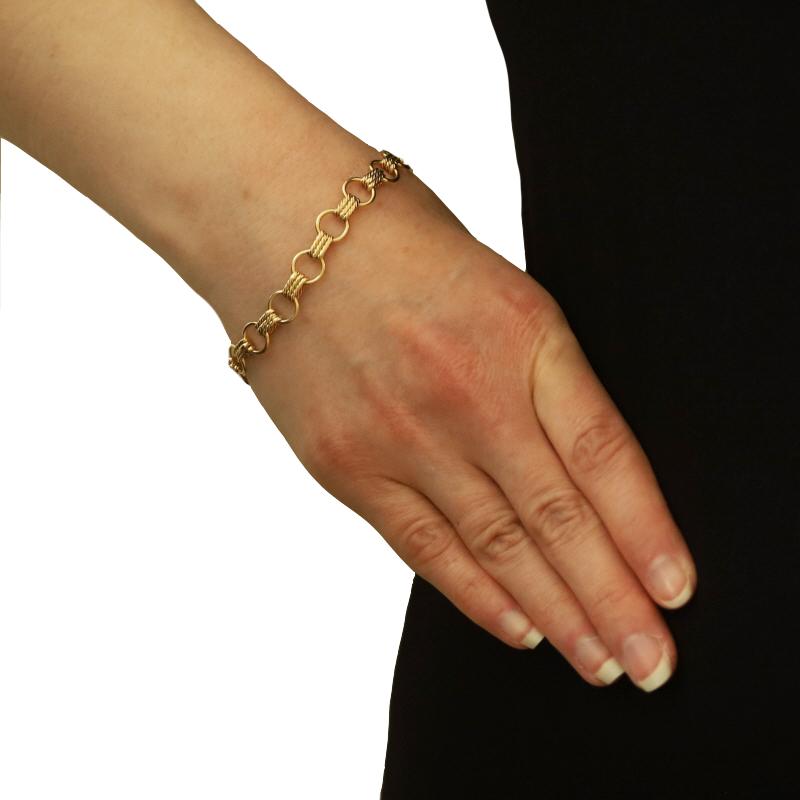 Bracelet en or jaune à maillons fantaisie 7 3/4