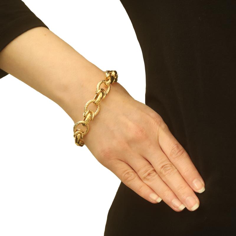 Yellow Gold Fancy Link Chain Bracelet 8