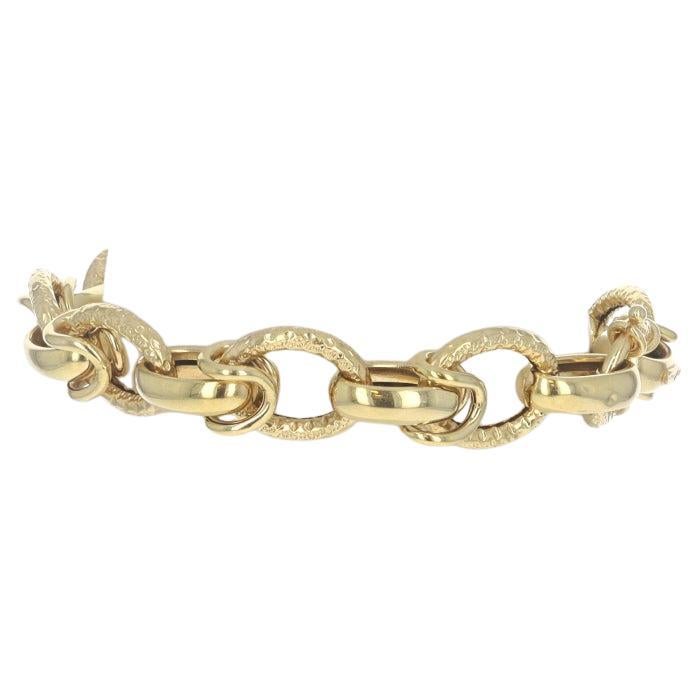 Yellow Gold Fancy Link Chain Bracelet 8" - 14k Italy For Sale