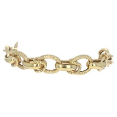 Yellow Gold Fancy Link Chain Bracelet 8" - 14k Italy