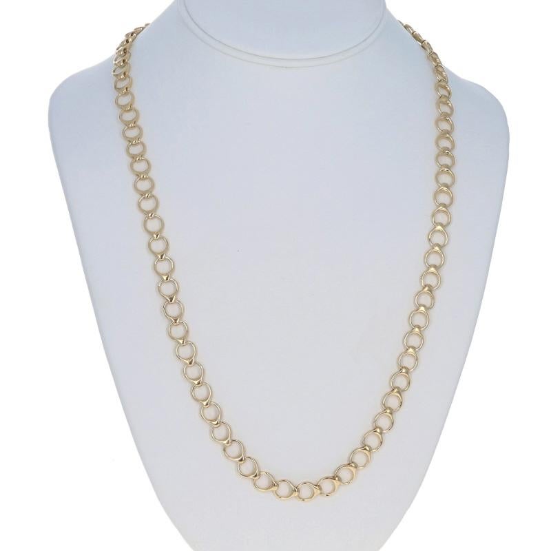 Contenu du métal : Or jaune 14k

Style de chaîne : Maillon fantaisie
Style du collier : Chaîne
Type de fermeture : Crochet et Foldes
Thème : Cercles

Mesures

Longueur : 24 1/4