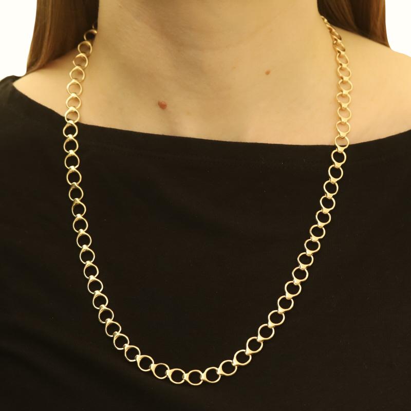 Chaîne collier à maillons fantaisie en or jaune 24 1/4