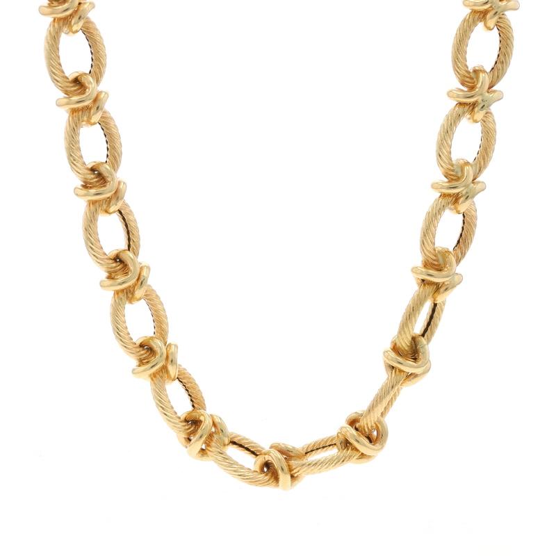 Contenu du métal : Or jaune 14k

Style de chaîne : Maillon fantaisie
Style du collier : Chaîne
Type de fermeture : Fermoir à anneau à ressort
Thème : Nautique
Caractéristiques : Construction à maillons creux avec détails texturés en