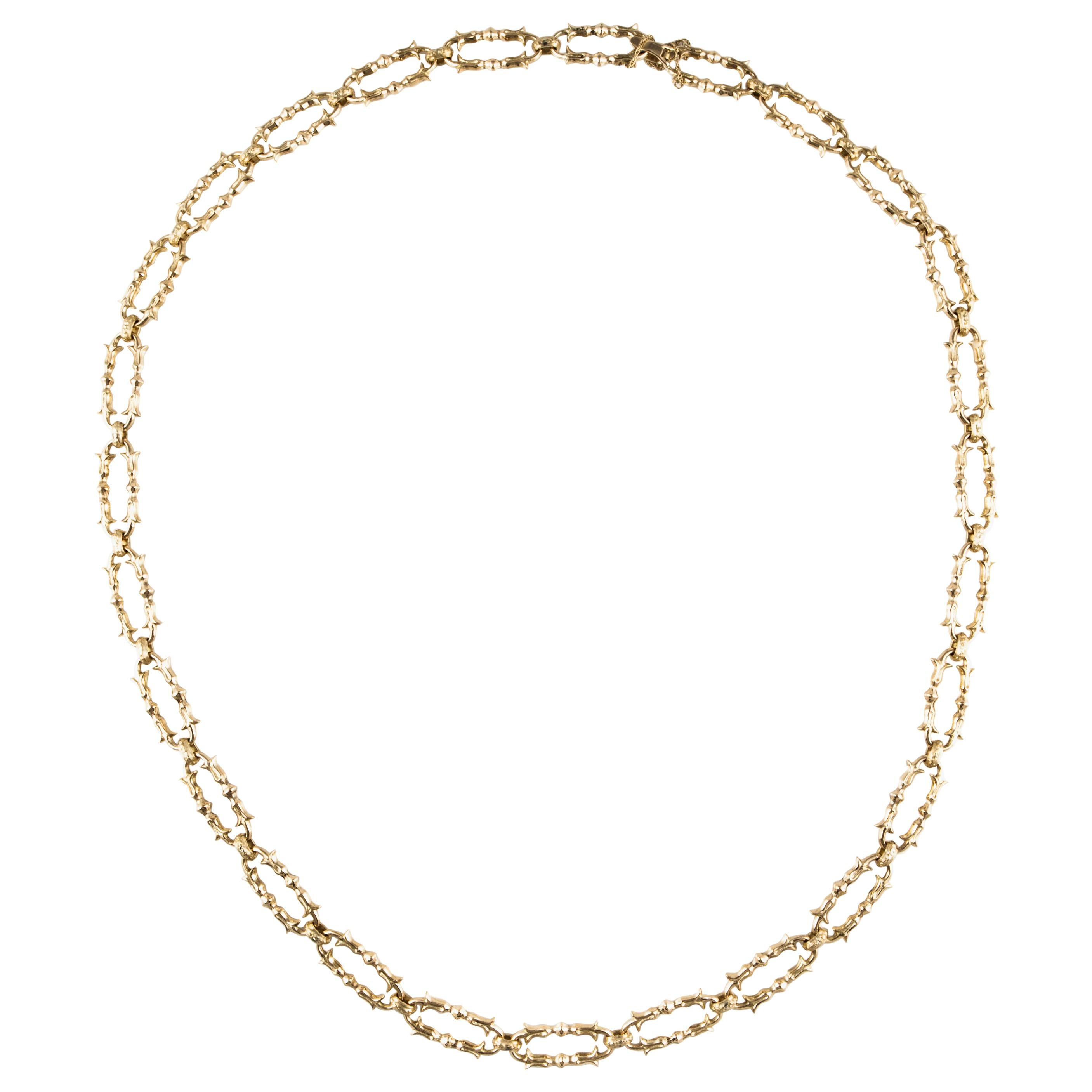 Fancy Italian Ovular Gold Link Choker Chain Necklace at 1stDibs