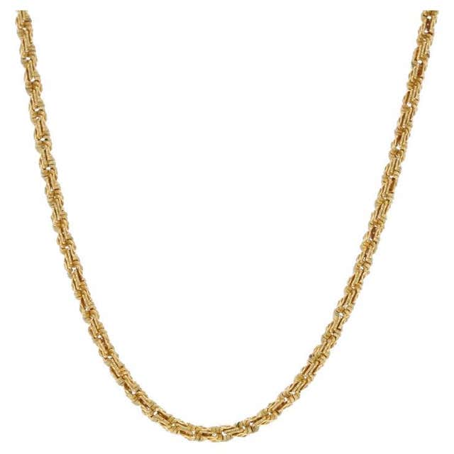 Yellow Gold Diamond Cut Rope Chain Necklace 22