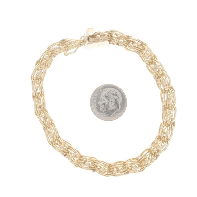 Women's Yellow Gold Fancy Triple Curb Chain Bracelet 7 3/4