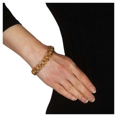 Yellow Gold Fancy Triple Curb Chain Bracelet 7 3/4" - 14k