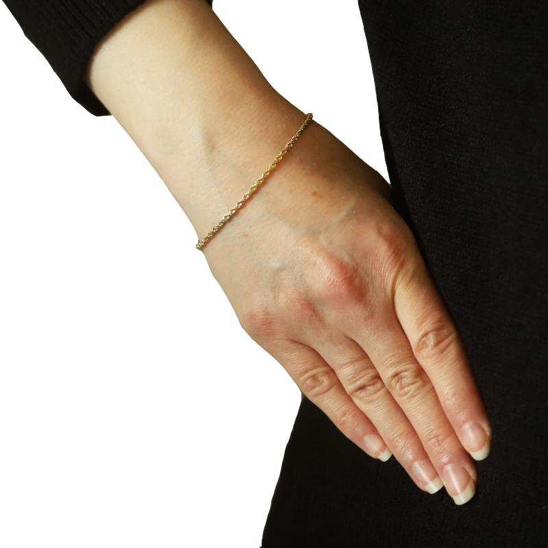 Bracelet à chaîne torsadée fantaisie en or jaune 7 1/4