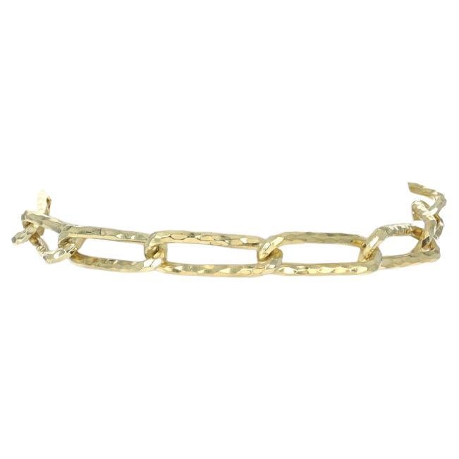 Yellow Gold Fancy Twist Paperclip Chain Bracelet 8" - 18k Italy