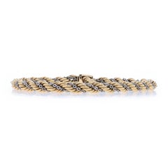 Yellow Gold Fancy Twist Rope & Flat Cable Chain Bracelet 8" - 14k