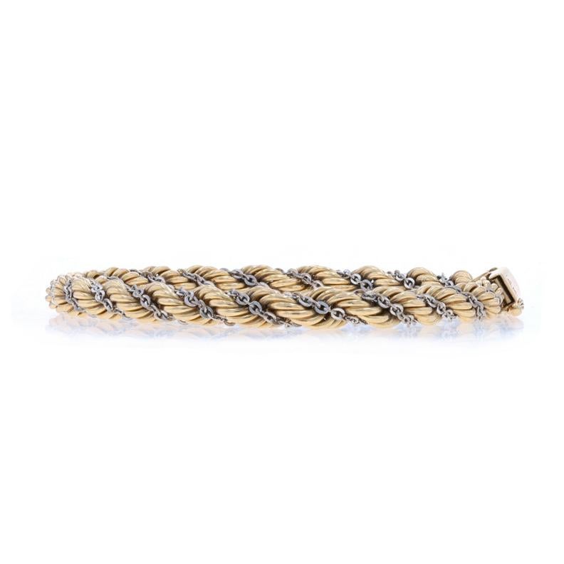 Women's Yellow Gold Fancy Twist Rope & Flat Cable Chain Bracelet 8