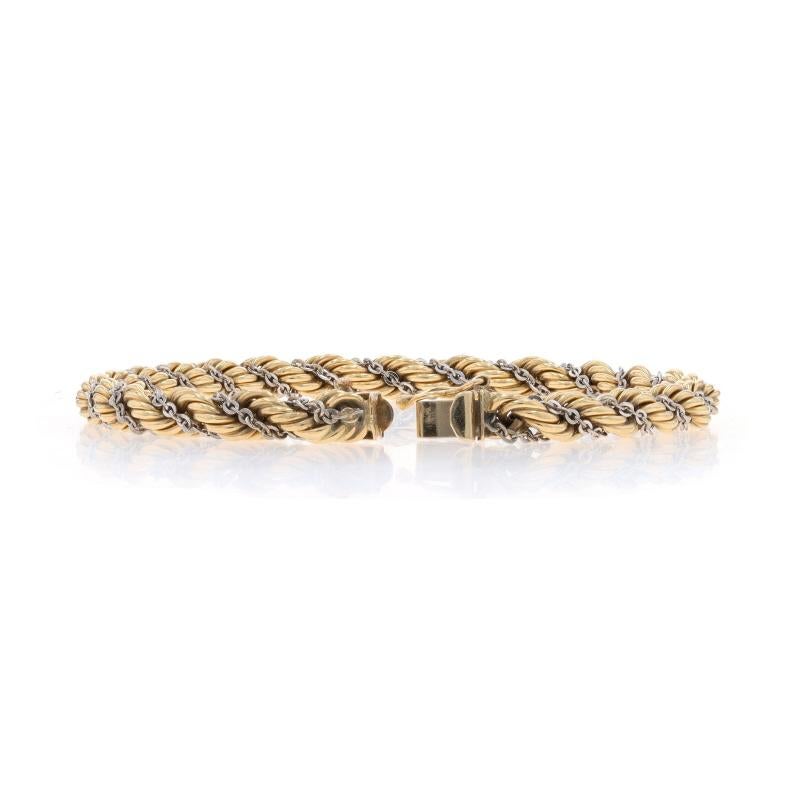 Yellow Gold Fancy Twist Rope & Flat Cable Chain Bracelet 8