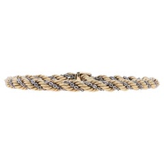 Bracelet en or jaune avec chaîne torsadée et câble plat 8" - 14k