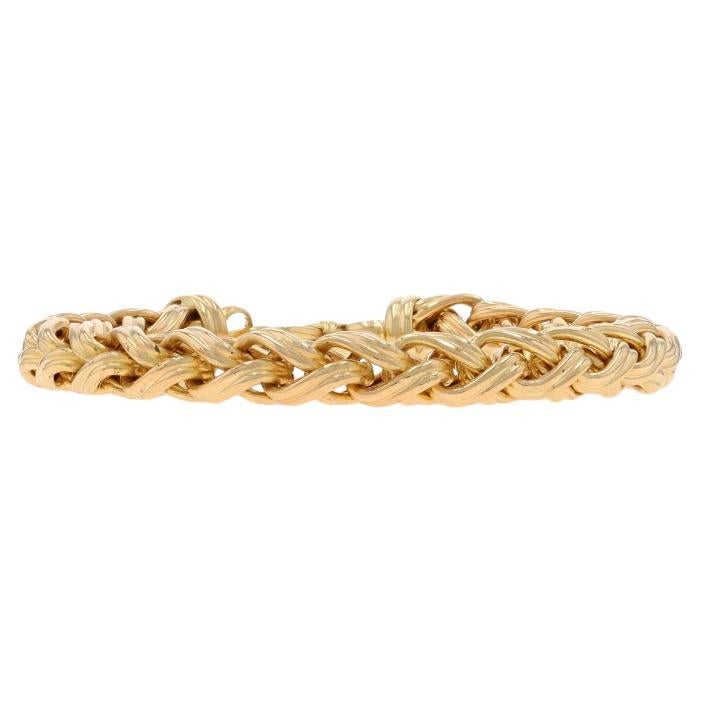 Yellow Gold Fancy Wheat Chain Bracelet 7 1/2" - 14k Italy