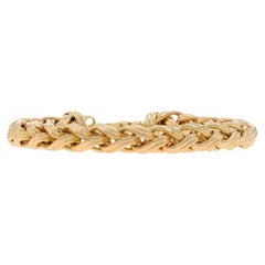 Yellow Gold Fancy Wheat Chain Bracelet 7 1/2" - 14k Italy