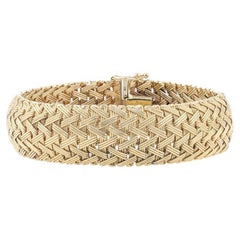 Yellow Gold Fancy Woven Chain Bracelet 7 1/4" - 14k Braided Italy